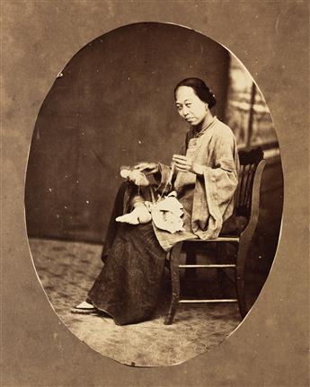 WILLIAM SAUNDERS (1832-1892) A pair of photographs, both depicting Chinese womens' bound feet.